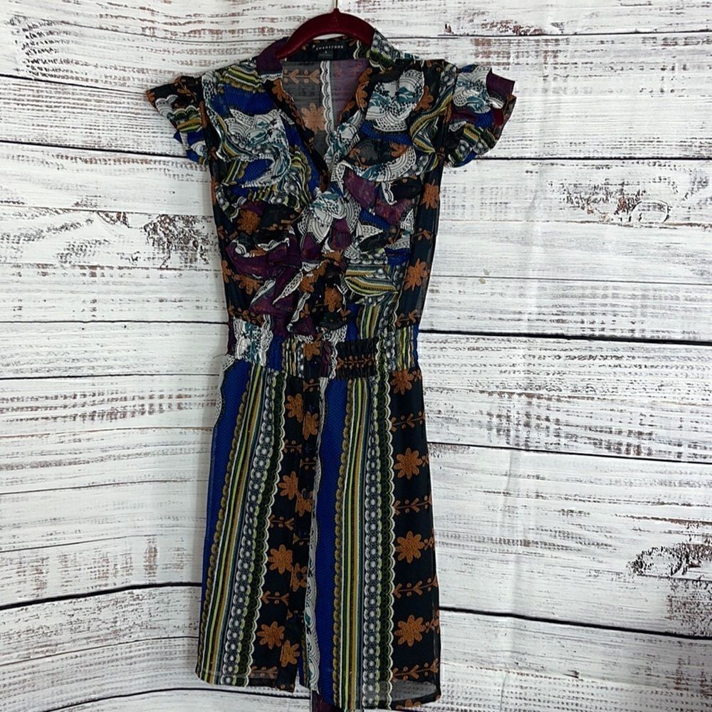 Twenty one Dress Womens size Small chiffon floral mini Ruffle Cap Sleeve